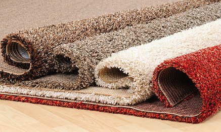 Luxury carpet samples in showroom